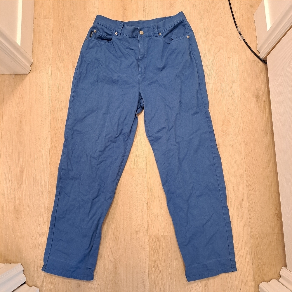 Lauren Ralph Lauren Blue 100% Cotton Slim Straight Leg Nautical Pants Size 12